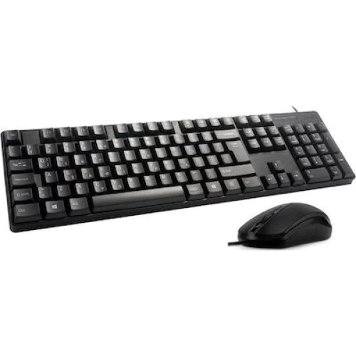 Πληκτρολόγιο Ενσύρματο & Ποντίκι Οπτικό Μαύρο USB Keyboard & Mouse Black DQR KMS-001
